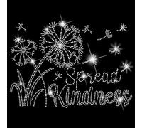 SUPERDANT Dandelion Crystal Rhinestone Iron on Transfer Spread Kindness Glitter Rhinestone Applique Patches DIY Transfer Decal for Clothing T-Shirt Hoodies Jackets Bag Pillows 32x23.8CM