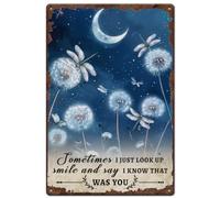 SUPERDANT Dandelion Metal Signs Dragonfly Tin Signs Sometimes Just Look Up Smile Say I Know that was You Wall Plaques Iron Postef Wall Art for Man Cave Garden Vintage Decor