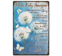 SUPERDANT Dandelion Metal Signs Flower Tin Signs Butterfly Flora Wall Plaques I Can Only Imagine Words Poster Art for Bedroom Living Room Home Vintage Decor 20×30cm