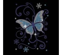 SUPERDANT Deep Blue Butterfly Iron on Rhinestones Transfer Animal Bling Hot Fix Iron on Patch Transfer Decals Line Butterfly Crystal Heat Transfer Clothing Repair Decor for T-Shirt Jacket Bags DIY Art