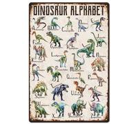 SUPERDANT Dinosaur Metal Signs Dinosaurs Poster Dinosaur Alphabet Tin Signs Vintage Decor Wall Plaques Man Cave Sign for Home Livingroom Boy's Bedroom Retro Decor Housewarming Gift