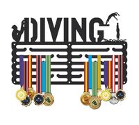 SUPERDANT Diving Medal Hangers Diving Medal Holder Personalised Medals Rack Wall Mounted Medals Hanging 6 Rows 24 Hangers Non-slip Hooks for Diver