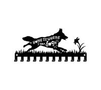SUPERDANT Dog Key Holder Wall Mount Animal Key Hanger 12 Hooks Farmhouse Key Holder for Wall German Shepherd Flower Key Rack Metal Key Organizer Hooks for Dog Leash Home Kitchen Entryway Front Door