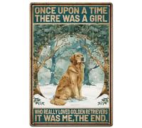 SUPERDANT Dog Metal Signs Golden Retriever Tin Sign a Girl Loved Golden Retrievers Wall Plaques Funny Signs and Plaque Cute Puppy Iron Poster Wall Art for Girl Housewarming Gift Vintage Decor