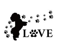 SUPERDANT Dog Paw Print Wall Sticker Heart Shape Wall Decal Vinyl Wall Art Lettering Dog Decals for Walls Dog Lover Living Room Bedroom Wall Door Decor Black Dog Bedroom Accessories