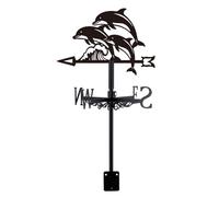SUPERDANT Dolphin Weather Vane Cast Iron Weathervanes Matte Black Marine Life Roof Top Decorative Weather Vane Outdoor Garden Yard Barn Wind Direction Spinner 31.8x24.5cm