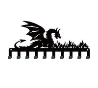 SUPERDANT Dragon Flame Key Hooks - 10 Hooks Metal Decorative Wall Mounted Entryway Key Holder - Dog Leash Hanger