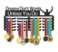 SUPERDANT Dream Medal Hangers Inspirational Text Medal Holder Upgrade 5 Rows 20 Hooks Dreams Don't Work Unless You Do Medals Award Organizer Wall Mounted Race Medals Display Gift for Athletes Kids