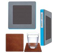 SUPERDANT Drink Coasters DIY Leather Faux Leather Cutting Dies Machine - Square Shape Wooden Coffee Drinks Glasses Holder Sewing Mat