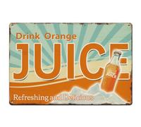SUPERDANT Drink Orange Juice Tin Signs Refreshing And Delicious Metal Tin Signs Vintage Iron Signs Wall Art Poster Metal Plaque for Restaurant Snack Bar Ice Cream Parlour Summer Decoration