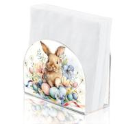 SUPERDANT Easter Bunny Napkin Holder for Tables Cartoon Rabbit Acrylic Napkins Holder Freestanding Tissue Box Dispenser for Kitchen Table Cocktail Paper for Restaurant Banquet Café 12.5x5x10.5CM