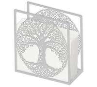 SUPERDANT Endless Knot Napkin Holder for Tables Tree of Life Silvery Metal Sserviette Holder Tabletop Cloth Tissue Paper Stand Freestanding Napkin Dispenser with Gasket for Kitchen Cafe Dining Room