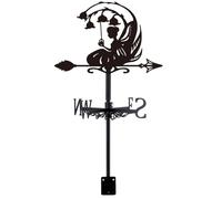 SUPERDANT Fairy Metal Weathervane Fairy and Flowers Weather Vane Lily of The Valley Wind Vanes Weathercock Decorative Wind Direction Vanes Signs for Farmhouse Outdoor Garden Lawn Roof Garden