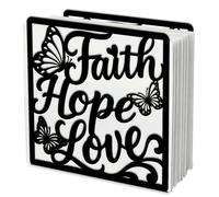 SUPERDANT Faith Hope Love Napkin Holder for Tables Square Openwork Butterfly Standing Paper Napkin Tissue Dispenser for Kitchen Dining Table Countertop Outdoor Cocktail Picnic Metal Holders