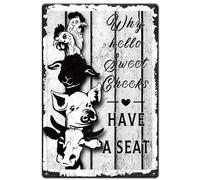 SUPERDANT Farm Animals Metal Signs Have A Seat Tin Signs Funny Signs Vintage Metal Poster for Farm House Wall Plaque Sign for Restaurant Home Living Room Cafes Bars Pub Man Cave Decor