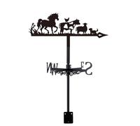 SUPERDANT Farm Animals Weather Vane for Roof Horse Metal Weathervane Cow Goat Wind Vanes for Sheds Black Wind Direction Indicator for Farmhouse Yard Farm Shed Garden Decoration