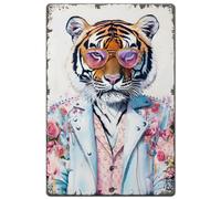 SUPERDANT Fashion Tiger Tin Signs Retro Tiger Metal Poster Iron Wall Decor Rectangle Signs for Living Room Kitchen Bars Restaurants Cafe Pubs Home Wall Art 30cm x20cm
