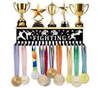 SUPERDANT Fighting Medal Display Rack 40x9x1.2cm Wall-Mounted Trophy and Medal Display Shelf Iron and Wood Construction for Sports Awards Honor Display Black