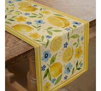 SUPERDANT Floral Lemon Table Runner 183x33cm Variegated Flower Leaves Pattern Easy Clean Polyester Decor for Dining Table and Buffet Sideboard Colorful Summer Party Decor