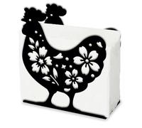 SUPERDANT Flower Chicken Napkin Holder for Tables Rooster Metal Serviette Dispenser Farmstyle Tabletop Tissue Stand Iron Cloth Napkins Organizer for Home Dining Room Kitchen Restaurant Decor