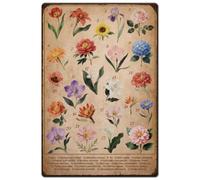 SUPERDANT Flower Type Metal Tin Sign Retro Flower Identification Poster Decorative Wall Art Plaque for Florists Bedroom Man Cave Coffee Bar Decor Pub Garage Wall Decoration Housewarming Gift