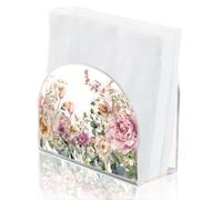 SUPERDANT Flowers Napkin Holder for Tables Acrylic Tissue Organizer Florid Paper Cocktail Stand for Kitchen Serviette Dispenser Home Dining Room Restaurant Bar Party Decoration