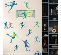 SUPERDANT Football Players Wall Decals Football Shooting Wall Stickers Sports Walls Art Murals Peel and Stick Colorful Adhesive Sticker for Boys Room Bedroom Nursery Playroom 96x30cm