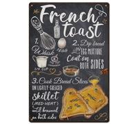 SUPERDANT French Toast Making Guide Metal Signs French Toast Tin Sign Kitchen Wall Signs and Plaques Kitchen Metal Wall Art Kitchen Wall Plaques for Bar Kitchen Man Cave Wall Decor