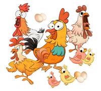 SUPERDANT Funny Chicken Wall Stickers Rooster Hen Chick Wall Decals with Eggs Wall Decor Vinyl Wall Decoration for Kids Bedroom Playroom Kitchen Pantry Refrigerator Decor 29mmx42mm
