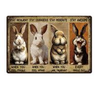 SUPERDANT Funny Rabbit Metal Signs Colorful Bunny Tin Signs Decor Pre-Drilled Rounded Edge Motivational Wall Art for Home Gym Garage Office Kitchen Man Cave Bedroom Porch Patio 30x20cm