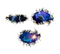 SUPERDANT Galaxy Wall Stickers 3D Space Wall Decals Blue Cosmic Peel and Stick Vinyl Art Decor Solar System Planets for Bedroom Living Room Nursery Space Lover Housewarming Gift