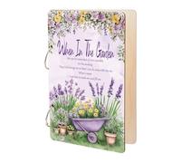 SUPERDANT Garden View Greeting Card Organizer When In The Garden Wooden Card Keeper Binder Greeting Cards Storage Cards Holder Book Postcard Album with 2-Rings for Graduation Birthday Gift