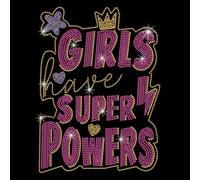 SUPERDANT Girls Super Powers Iron On Transfers Girl Power Heat Transfer Stickers Iron on Patches Stickers Washable Heat Transfer Decals For Girl's T Shirts Clothing Jeans Backpacks DIY Applique Decals