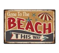 SUPERDANT Gone To the Beach Metal Signs Summer Tin Signs Starfish Sunshade Wall Plaques Iron Poster Art for Beach Bar Cafe Pub Man Cave Gift Vintage Decor 20x30cm
