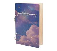 SUPERDANT Greeting Card Holder Planning Book Organizer Wooden Loose Leaf Binder Bloom Dreamy Cloud Photo Album 2-Rings Cover Planner Keeper Keepsake Gifts Good Things Are Coming Sign Cover Binder