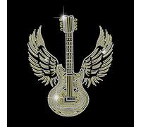 SUPERDANT Guitar and Wings Iron on Rhinestones Transfer Guitar T-Shirt Crystal Heat Transfer Designs Guitar Wings Crystal Stickers Rhinestone Bling Decals for Clothing Tote Bag DIY Art Craft Gifts