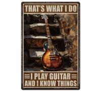 SUPERDANT Guitar Metal Signs Rock Music Tin Signs Musical Wall Plaques I Play Guitar and I Know Things Iron Poster Metal Sign for Home Living Room Bar Pub Vintage Decor Music Gifts