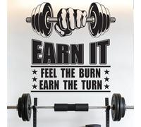 SUPERDANT Gym Wall Decal Fitness Wall Sticker Removable PVC Workout Quote Dumbbell Design Peel Stick Home Gym Decor Living Room Bedroom Dorm Black 37.8x23.6 Inch/96x60cm