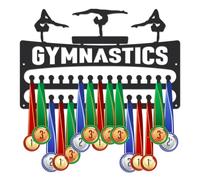 SUPERDANT Gymnastics Medal Holder Balance Beam Medal Hanger Display Awards Ribbon Organizer Wall Mounted 30 Hooks Matte Black Display Rack Gymnastics Girl Gifts 40x25CM