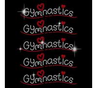 SUPERDANT Gymnastics Quotes Bling Iron on Rhinestone Red Heart Shape Crystal Rhinestone Iron on Hotfix Transfer Decals Diamond Heat Transfer Template Applique Repair Transfer Bling DIY Designs