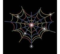 SUPERDANT Halloween Iron on Rhinestones Transfer Spider Web Crystal Heat Transfer Stickers Iron-on Decals Bling Diamond Patches for T-Shirt Clothing Tote Bag DIY Art Halloween Decoration