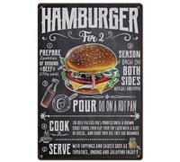 SUPERDANT Hamburger Metal Signs Burger Making Guide Tin Signs Fast Food Sign Kitchen Iron Poster Funny Plaque for Man Cave Bar Kitchen Vintage Decor