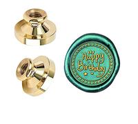 SUPERDANT Happy Birthday Pattern Wax Seal Stamp Head 25mm Removable Brass Head Vintage Sealing Stamp for Embellishment Packing, letters, Envelopes, Greeting Cards