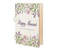SUPERDANT Happy Moment Greeting Card Organizer Flowering Shrub Wooden Card Keeper Binder Greeting Cards Storage Cards Holder Book Postcard Album 2-Rings for Wedding Birthday Journal Gift