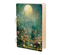 SUPERDANT Happy Moment Greeting Card Organizer Forest Moonlight Wooden Card Keeper Binder Greeting Cards Storage Cards Holder Book Postcard Album 2-Rings Cover Keepsake for Birthday Wedding Gifts