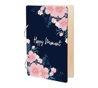 SUPERDANT Happy Moment Greeting Card Organizer Pink Flower Wooden Card Keeper Binder Greeting Cards Storage Cards Holder Book Postcard Album 2-Rings Cover Keepsake for Birthday Wedding Gift