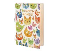 SUPERDANT Happy Moment Greeting Card Organizer Planning Book Binder Card Keeper Picture Book Cat Card Holder Wooden Loose Leaf Photo Album 2-Rings Cover Keepsake for Birthday Children Gift