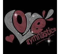SUPERDANT Heart Gymnastics Shaped Iron-on Rhinestones Transfer Stickers Gymnastics Bling Decals T-Shirt Crystal Heat Transfer Hot Fix Stickers Sport Theme Diamond Decals Gifts for Gymnast