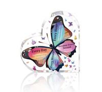 SUPERDANT Hearts Acrylic Plaques Bible Inspirational Gifts for Women Acrylic Heart Keepsake Christian Positive Gift Prayer God Sign Table Desk Butterfly Decoration Gifts for Birthday 15x15x1cm