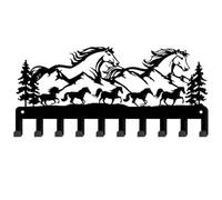 SUPERDANT Herd of Horses Metal Key Hook Mountain and Horses Decorative 10 Hooks Black Key Holder Organizer Animals Wall Hanging Hooks Personalized Key Hanger Dog Leash Hanger for Home Wall Front Door